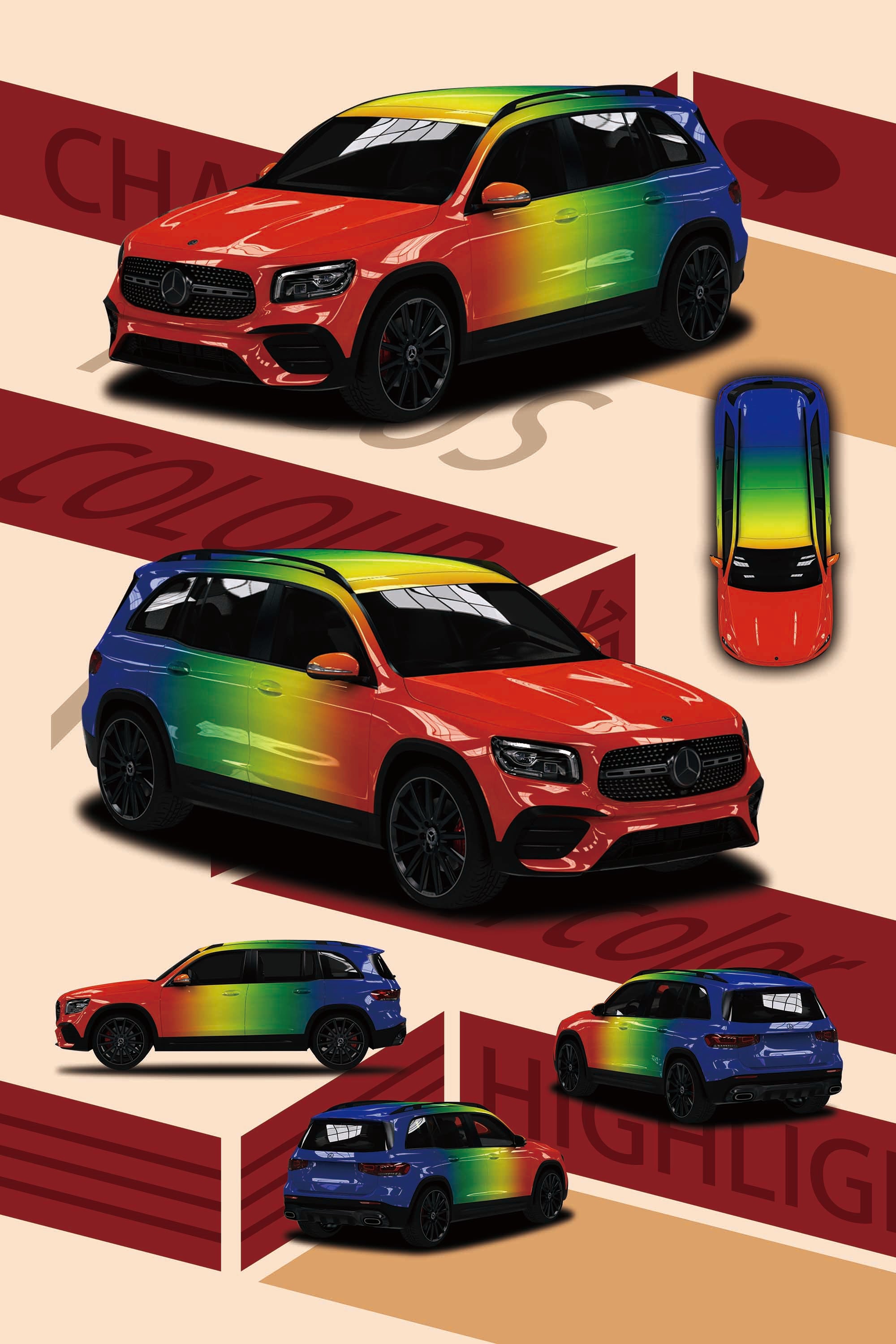 Mercedes Benz rainbow color customization – NiceWrapUSA
